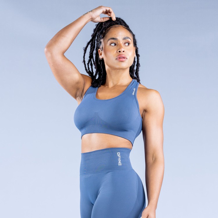 Soutien Gorge Sport Dfyne Dynamic Seamless Bleu Foncé Femme | OMI-2171373