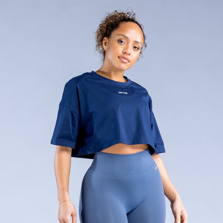 T Shirts Dfyne Revive Crop Bleu Foncé Femme | OBO-5997727