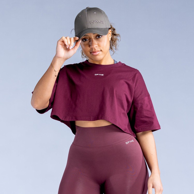 T Shirts Dfyne Revive Crop Bordeaux Femme | GNA-1152309