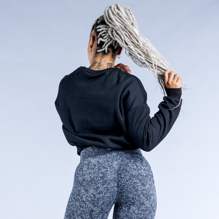 Sweats Dfyne Luxe | Revive Crop Noir Femme | MRR-8452712