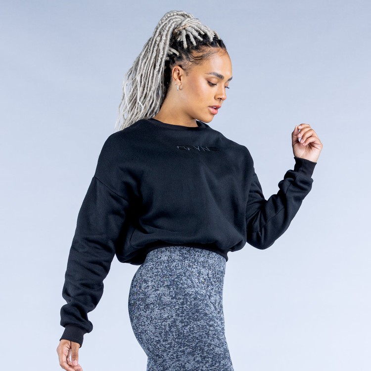 Sweats Dfyne Luxe | Revive Crop Noir Femme | MRR-8452712